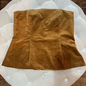 Zara Brown Corduroy Strapless Top
